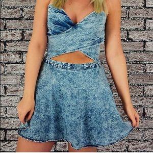 Hopes NWT acid wash halter cutout dress